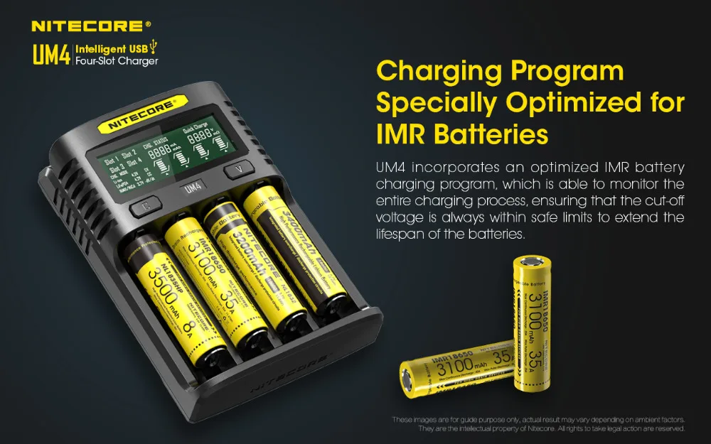 Оригинальное зарядное устройство NITECORE UMS2 UMS4 UM2 UM4 интеллигентая(ый) QC Зарядное устройство для 18650 16340 21700 20700 22650 26500 18350 AA AAA Батарея Зарядное устройство