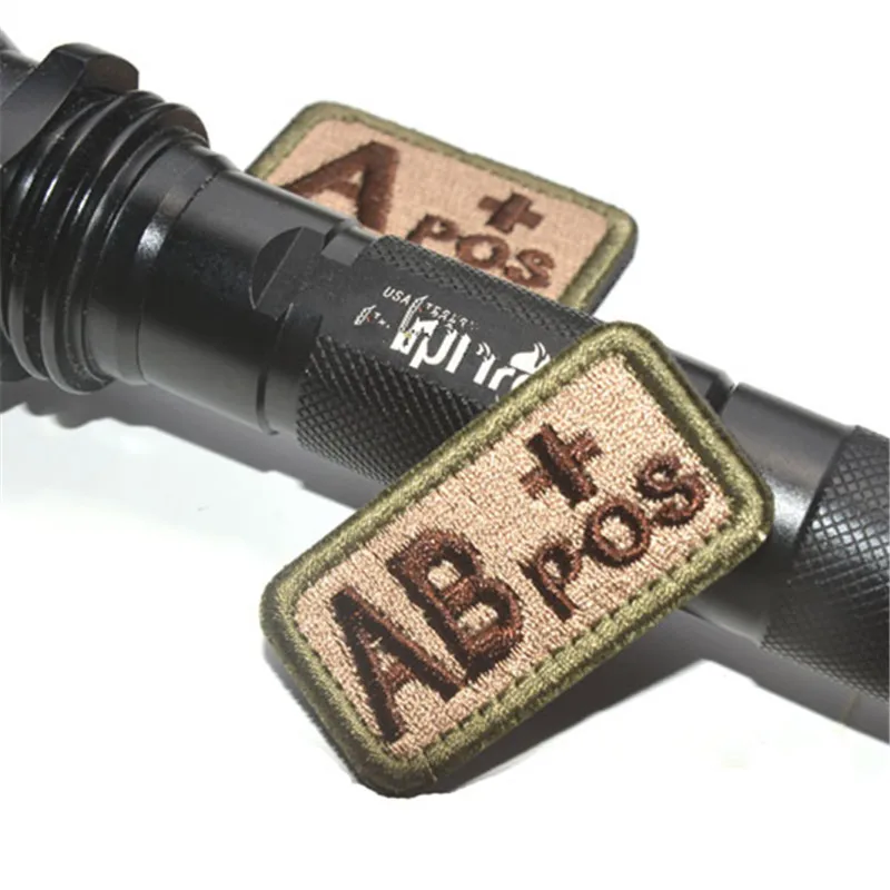 Blood Type Morale Patches Hook Loop Embroidery Military Tactics Badge For Coat Backpack DIY Sewing Fabric A+POS O-NEG Patches