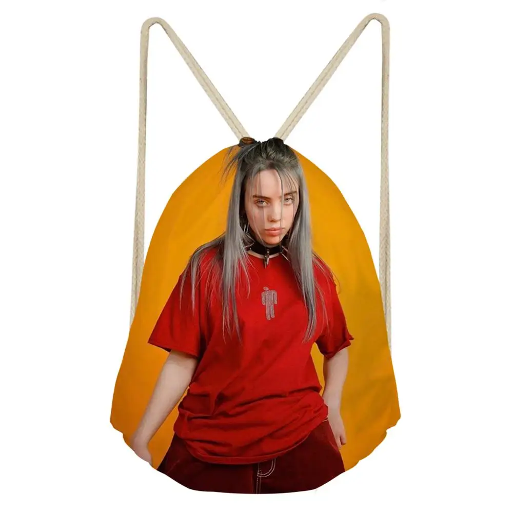 Модные сумки Billie Eilish на шнурке для женщин и девочек, рюкзак на шнурке, Детский рюкзак на шнурке, дорожный мешочек для хранения - Цвет: CDGX2032Z3