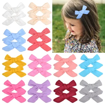

2Pcs/set 3.5 Inch Grosgrain Ribbon Solid Hair Bow Clips Handmade Boutique Barrettes Girl Hairpin Baby Girl Hair Accessories