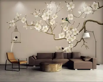 

CJSIR 3d Wallpaper Hand-painted Flower Bird Illustration Magnolia Flower Hand Painted Tv Backdrop Wallpaper for Walls 3 d Decor