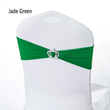 

Christmas New Year Party Favor Jade Green/Gold/Black Stretch Lycra Chair Sash Band For EID Ceremony Conference Decor 100pcs/lot