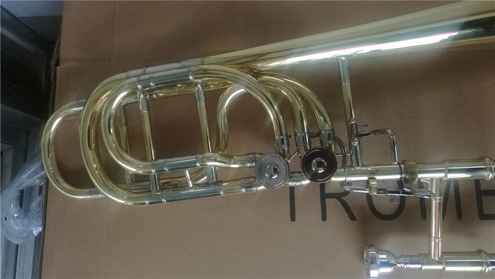 Высококлассный золотой лак латунный корпус Бас тромбон