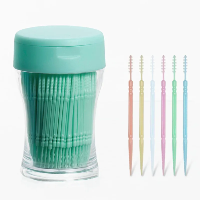200pcs Pick interdental Brush Double-head Brushed For Teeth Cleaning Toothpick Oral Care Tool 6.2 Cm Tandenstokers Dental Floss | Красота и