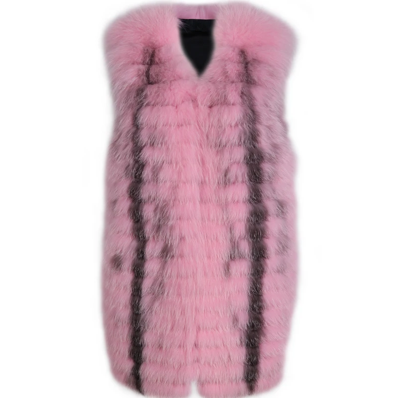 Женский меховой жилет длинный из натурального Лисьего меха | Женская одежда