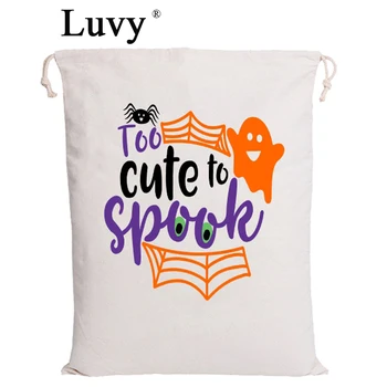 

Luvy Halloween Drawstring Bags 20pcs/lot Santa Sack 8 Styles New Christmas Cotton Canvas Bag Party Kids Gifts Halloween Bags