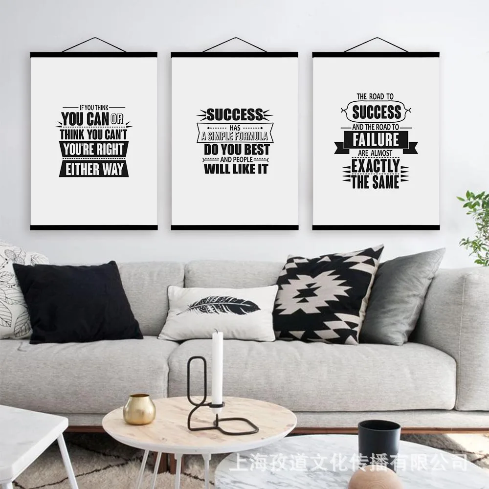 

Mild Art Character Decoration Inspiration Motto Black And White Library Solid Wood gua zhou hua Decoration Scroll Paintings a Ge