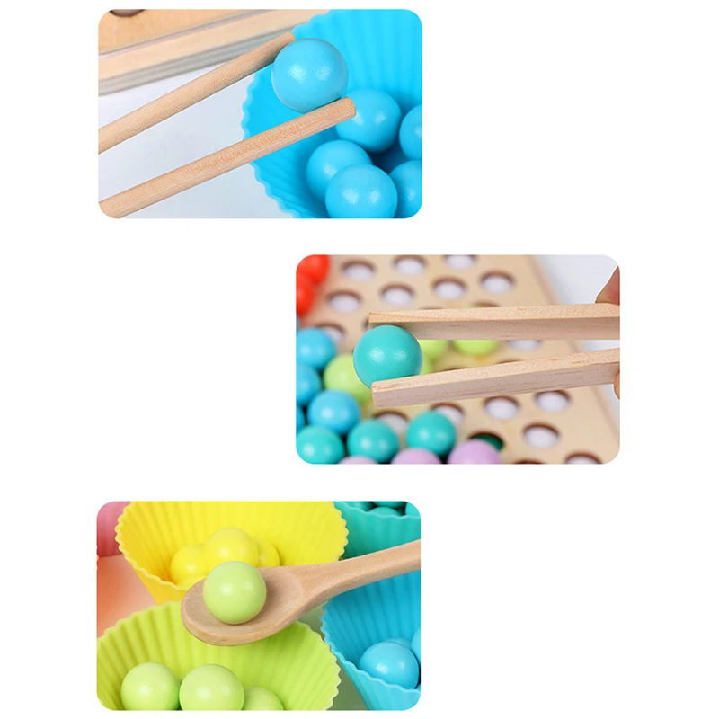 Children's Early Education Color Sorting Wooden Toy Hand Brain Training Clip Beads Children's Math Toy Game