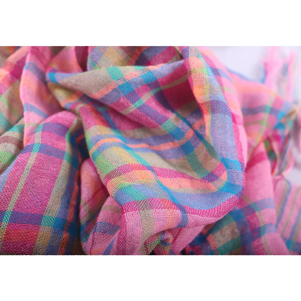 New Fashion Plaid Scarf Autumn Winter Children Baby Girls Kids Pink Cotton Polyester Blended Soft Warm Scarf Wholesale