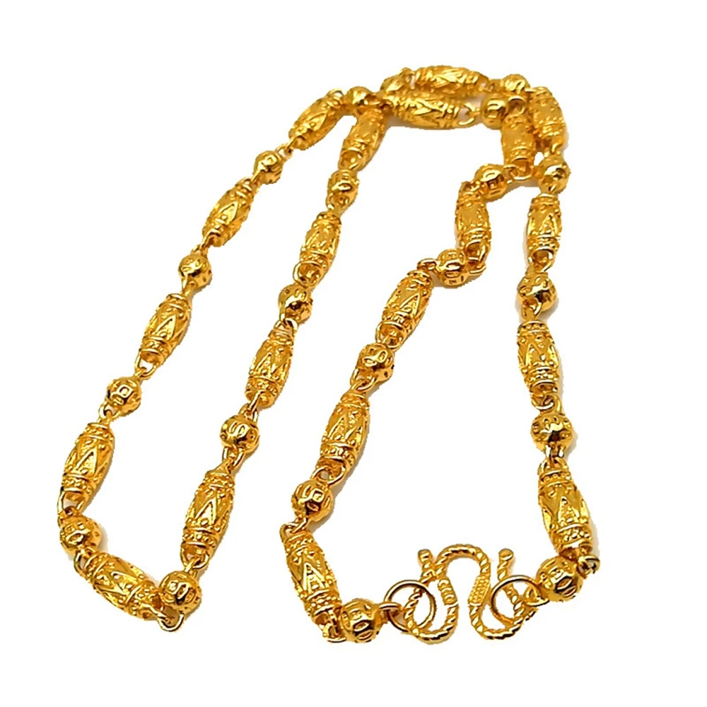 

6mm Solid Beads Clavicla Chain Necklace Men Yellow Gold Filled Classic Male Jewelry Gift 60cm Long