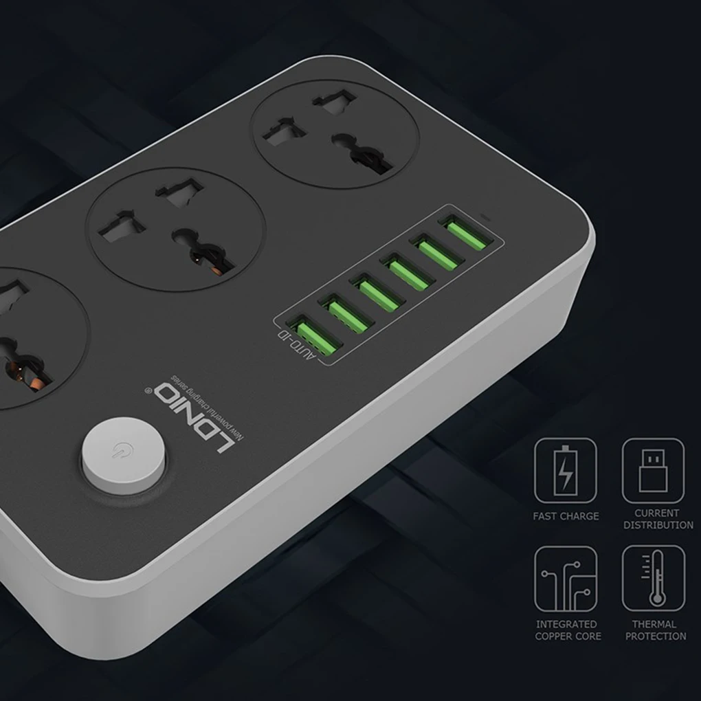 LDNIO USB Power Strip 6 USB Port 5V 3.1A Charger Adapter Power Socket Outlets Extension Socket