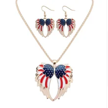 European and American fashion personality Epoxy Wings Necklace Earrings Set Women's Trendy Party Jewelry