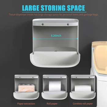 

Hot Paper Towel Dispenser Wall Mounted No-drilling Paper Towel Holder Dispenser Home Toilet Tissue Dispenser Garbage Bags Dispen