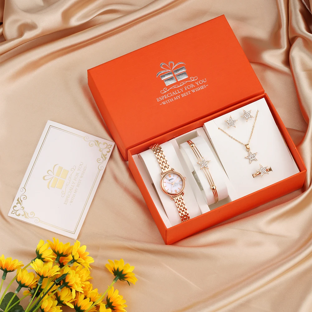 Women's Luxury Diamond Butterfly Dial Quartz Wristwatches Set 4