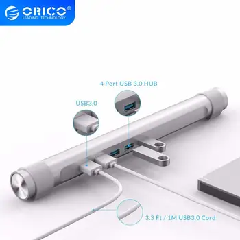 

ORICO USB 3.0 HUB with Laptop Holder Function ABS Round 4 Ports HUB for Apple Laptop MAC Perfectly Silver USB Splitter