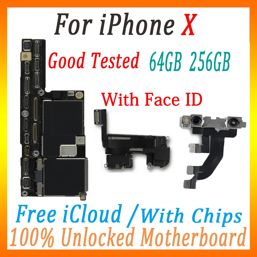 Оригинальная разблокированная материнская плата для iphone X с/без лица ID, хорошо протестирована для iphone X с полными ЧИПАМИ MB Бесплатный iCloud