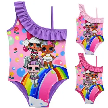 

One Piece Swimsuit Girls Kids Toddler Baby L.O.L Swimwear Swimsuit Cartoon Ruffle Bathing Suit Bikini Beach Wear for Girl