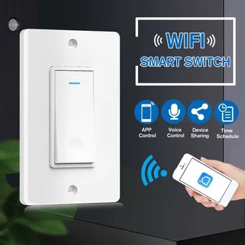 

100-240V Receiver Smart Home Wifi Wireless Remote Control Smart Light Wall Switch Works by Smart Life Phone APP(iOS or Android)