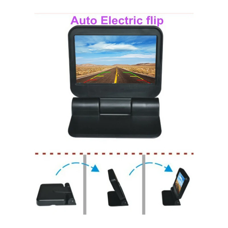 Automatic open and close HD parking monitor 5 with OSD remote for car camera video display safe parking detector aid system