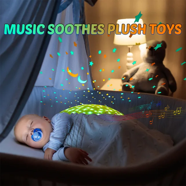 Kids Soft Toys Stuffed Sleep Led Night Lamp Stuffed Animal Plush Toys With Music & Stars Projector Light Baby Toys For Girls Boy 2