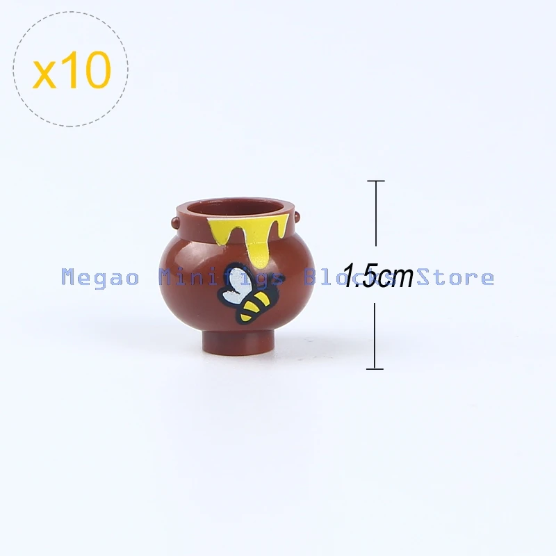 New 10 Pcs/lot Accessories For Building Blocks Figures Honey Pot Plate Slingshot Trophy Basketballs Wine Glass Toys For Children