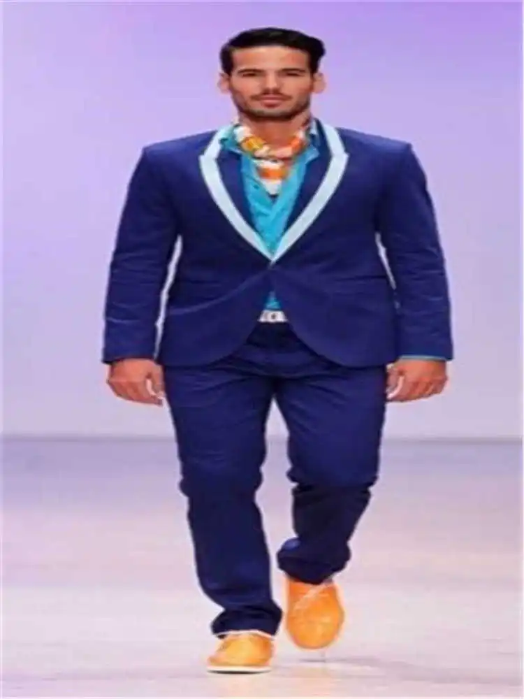 Темно-синяя полоса мужские свадебные костюмы Slim Fit 2 шт. смокинг жениха на заказ двубортный мужской костюм выпускной Блейзер terno masculino - Цвет: Picture Style