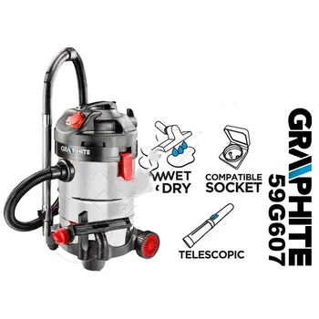 

Graphite-workshop 1500 W stainless steel vacuum cleaner vacuum cleaner and cleaning floors and windows