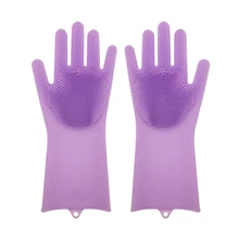 1 пара силиконовой посуды скруббер резиновые перчатки пищевой чистящей губки щетки для мытья посуды Волшебные силиконовые перчатки(фиолетовый