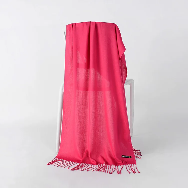 rose red Новинка, Женский Одноцветный Тонкий кашемировый шарф, красный шарф, шаль,, Осенний женский модный шарф из искусственного кашемира - Цвет: rose red