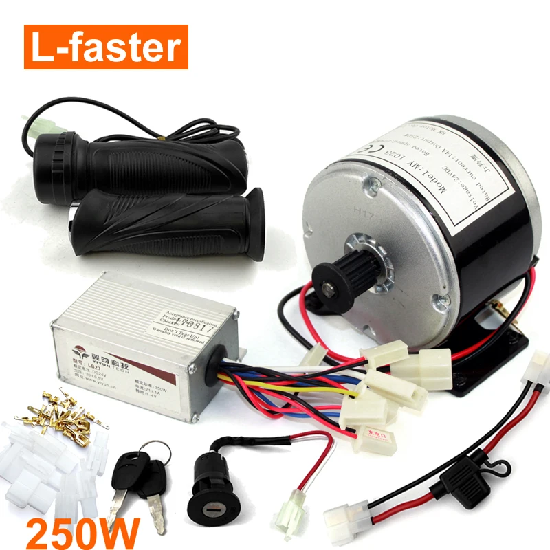 Elektor Motore Elettrico 24V 150W MY 7712 Per E-Scooter | Con Pignone Per Cinghia 3M | Lunghezza 140 Mm, Diametro 70 Mm