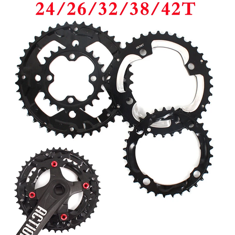 Двойная/Тройная Звездочка MTB алюминиевая шатуна 104/64BCD 24t 26t 32t 38t 42t велосипедная