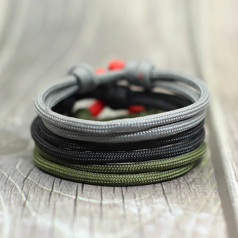 Men's Adjustable Braided Umbrella Rope Bracelet Set - Minimalist Cool Biker Jewelry Gift