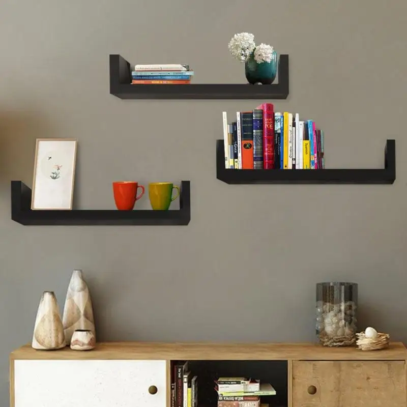 

Set of 3 Floating Display Shelves Ledge Bookshelf Wall Mount Storage Home Didplay Shelves