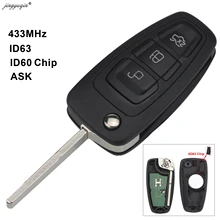 Jingyuqin 3 кнопки 4D63 4D60 чип 433 МГц ASK Флип брелок для Ford C-Max Focus Fiesta Mondeo пульт дистанционного управления HU101 Blade