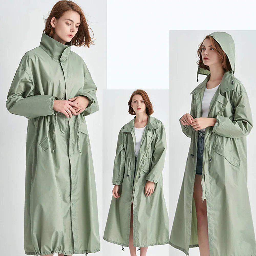 Long Waterproof Hooded Raincoat for Women Ponchos Jackets Windproof Female  Hiking Rainwear Chubasqueros Mujer - AliExpress