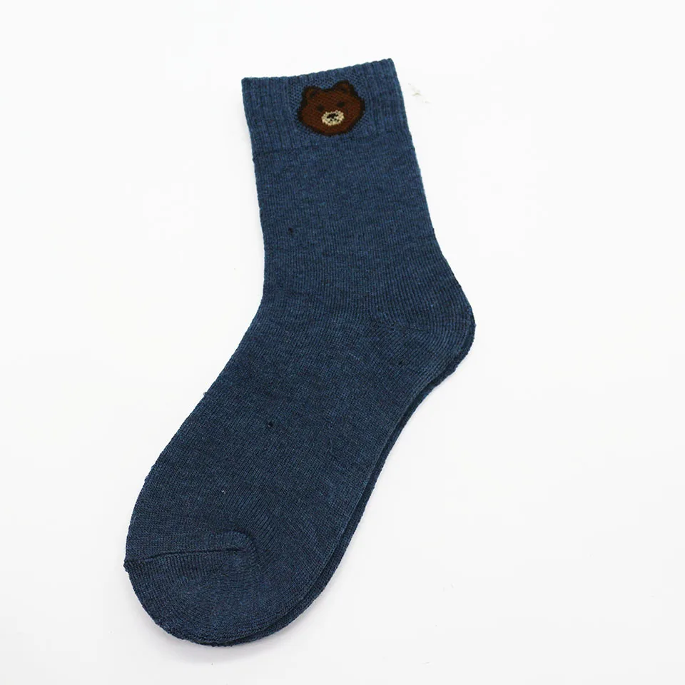 Зимние новые женские толстые теплые цветные носки с вышитым медведем, шерстяные модные носки, разноцветные хлопковые носки в стиле Харадзюку ретро высокого качества - Цвет: s4