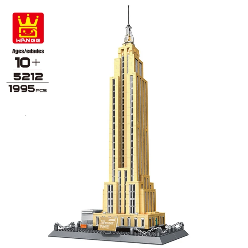 

City Street Architecture The Empire State Building of New York Educational DIY Building Blocks Toys for Children Wange 5212 Set