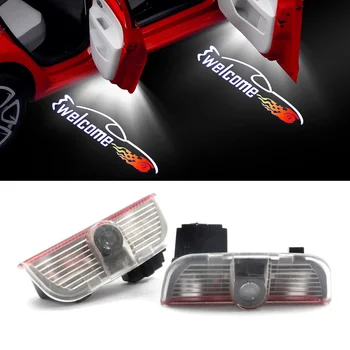 

2-40 pcs RACING CAR Logo Badge Letters Auto Door Lamp For Volkswagen VW Golf 5 6 7 Courtesy Projector Welcome Light Car Styling