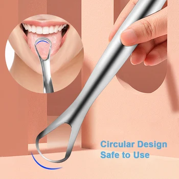 

Professional Stainless Steel Tongue Scraper Cleaner Reusable Reduce Bad Breath Tongue Scraper for Adults Kids Dentical Tools