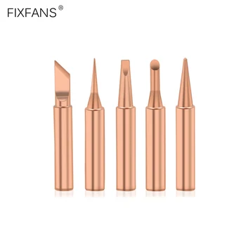 

FIXFANS 5Pcs Pure Copper Lead-Free Solder Iron Tips Set 900M Series for 936 Soldering Station Tool, K, I, B, 3C, 2.4D