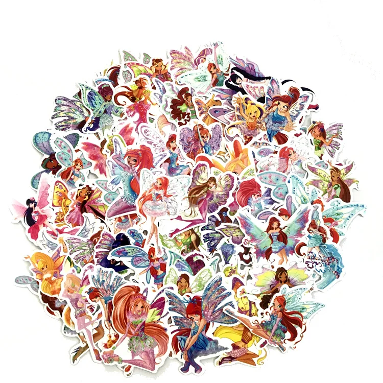 

70pcs Cartoon Winx Club Sticker For Trolley Backpack PVC Skateboard Motorcycle Helmet Car Styling Car Accessories