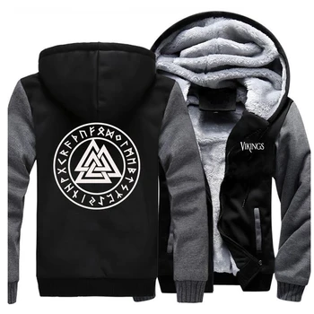 

Cool Odin Viking Hoodies Men Vikings Symbols Thicken Jacket Hoodies Men Casual Sportswear Hip Hop Winter Fleece Streetwear