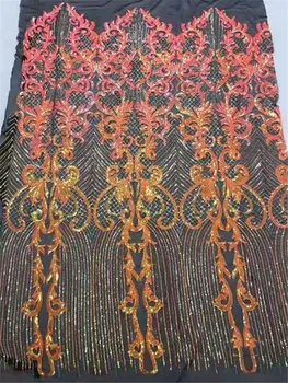 

Big flower sequin embroidery lace French mesh sequin embroidery African lace fabric Nigerian lace is a dress evening dress skirt
