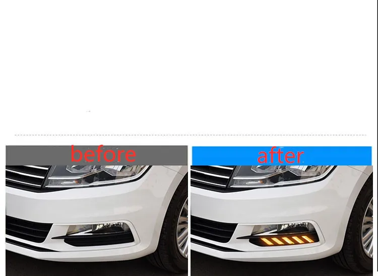 Qirun led drl дневные ходовые огни для Volkswagen Gran Santana с динамическим движущимся желтым поворотным сигналом и синим ночным светом