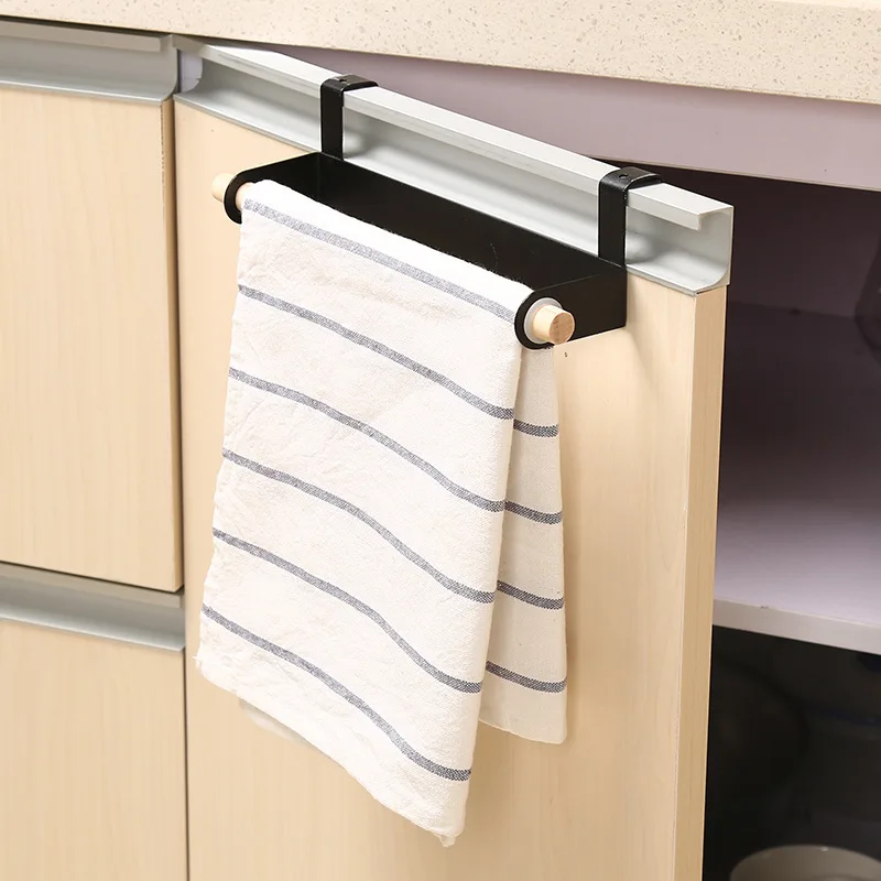 Single Rod Kitchen Towel Hanging Rack Cupboard Cabinet Door Back Hanger Cupboard Kitchen Organizer Storage Rack for Bathroom