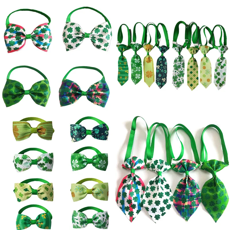 

30/50/100 Pcs St Patrick's Day Pet Dog BowTies Collection Dog Pet Dog BowTie Necktie for Puppy Pet Grooming Accessories Supplies