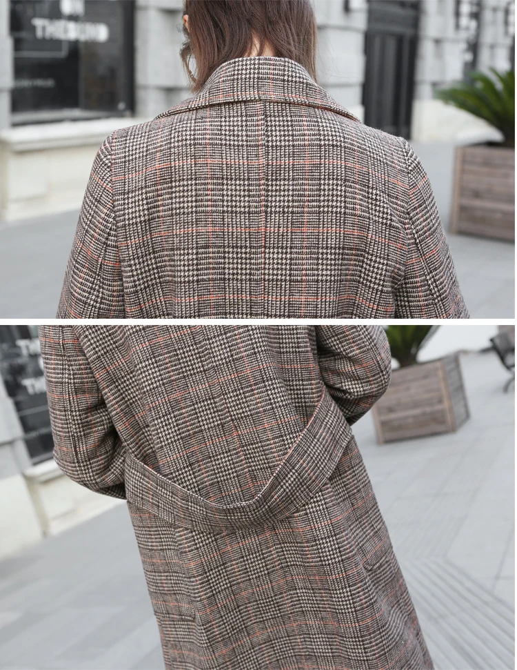 Autumn And Winter WOMEN'S Dress- Autumn And Winter Plaid Mid-length Korean-style Woolen Overcoat Female Clothing