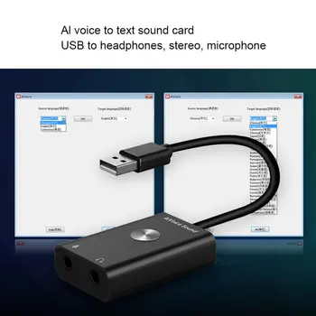 

Hot! 3-in-1 3.5mm USB Converter Sound Card Adapter Translator AI Smart Voice To Text Translator Search Support 24 Languages