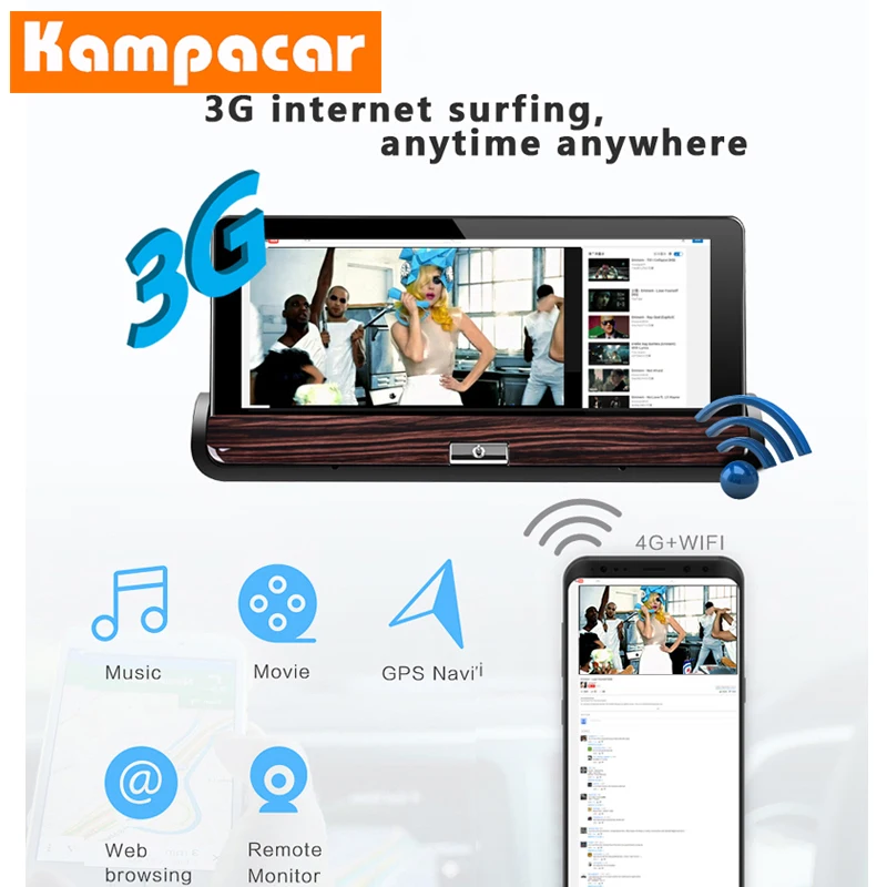 Kampacar Android Smart Mirror gps Coche 3g Wifi видео рекордер с Навигатором 7 дюймов Europa Автомобильный gps навигатор туристический для автомобилей