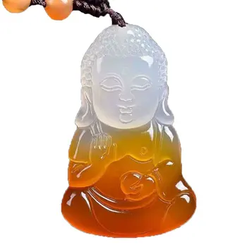 

2020 Fine Jewelry Natural Agate Stone Pendant Handmade Carved Sakyamuni Pendants Women Men' Amulet Free Shipping